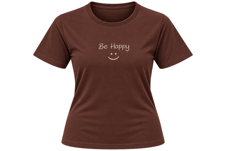 تیشرت زنانه سوپر پنبه Be happy | خرجکار ژلاتینی برجسته