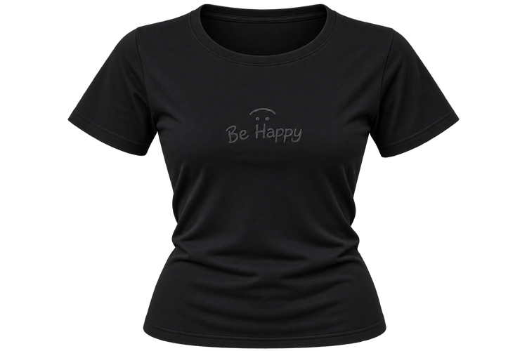 تیشرت زنانه سوپر پنبه Be happy | خرجکار ژلاتینی برجسته