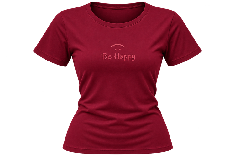 تیشرت زنانه سوپر پنبه Be happy | خرجکار ژلاتینی برجسته