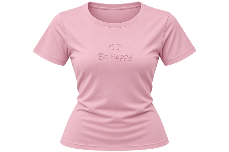 تیشرت زنانه سوپر پنبه Be happy | خرجکار ژلاتینی برجسته