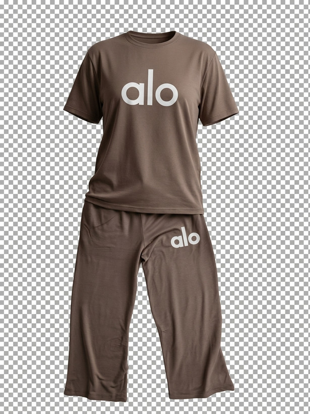 ست تیشرت لانگ و شلوار بگ زنانه طرح Alo | دورس چهارفصل کشی | فریسایز مناسب ۳۸ تا ۴۶