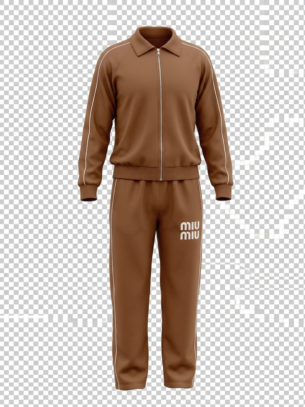ست سویشرت جلو زیپ چاپ Miu با شلوار بگ بغل نوار مغزی | دورس پنبه داخل کرک گرم | فریسایز ۳۶ تا ۴۶